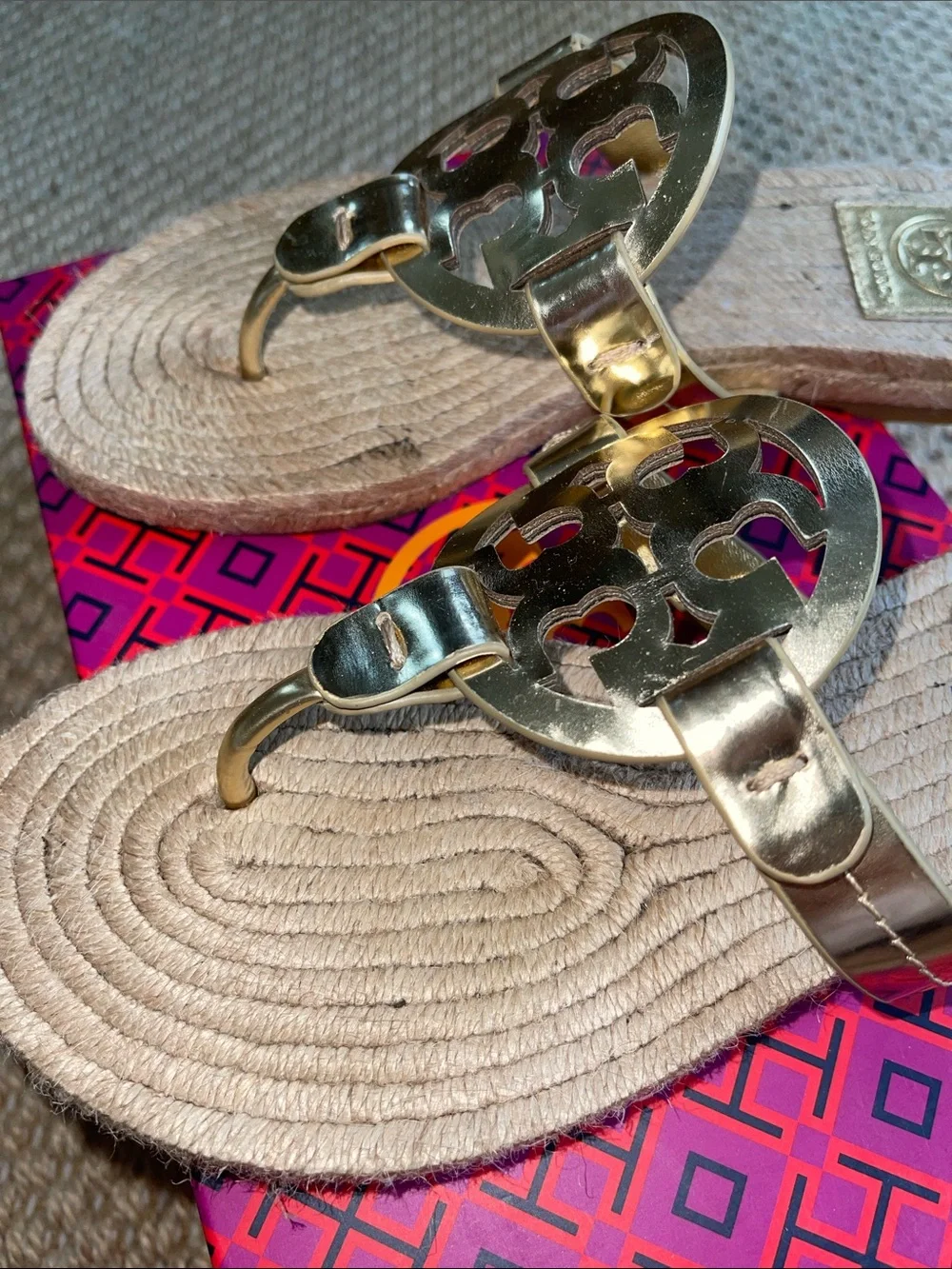 Tory Burch Miller Espadrille sandals, mirror gold metallic